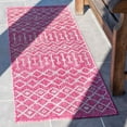 thumbnail image 1 of Unique Loom Outdoor Trellis Collection Area Rug - Tribal Trellis (2' x 6' 1" Runner Fuschia/Gray), 1 of 7