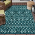 thumbnail image 1 of Unique Loom Outdoor Trellis Collection Area Rug - Tribal Trellis (3' 1" x 5' 3" Rectangle Teal/Ivory), 1 of 7