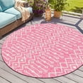 thumbnail image 1 of Unique Loom Outdoor Trellis Collection Area Rug - Tribal Trellis (4' 1" Round Fuschia/Gray), 1 of 7