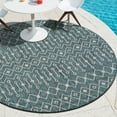 thumbnail image 1 of Unique Loom Outdoor Trellis Collection Area Rug - Tribal Trellis (4' 1" Round Teal/Ivory), 1 of 7