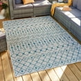 thumbnail image 1 of Unique Loom Outdoor Trellis Collection Area Rug - Tribal Trellis (5' 1" x 8' Rectangle Light Blue/Ivory), 1 of 6