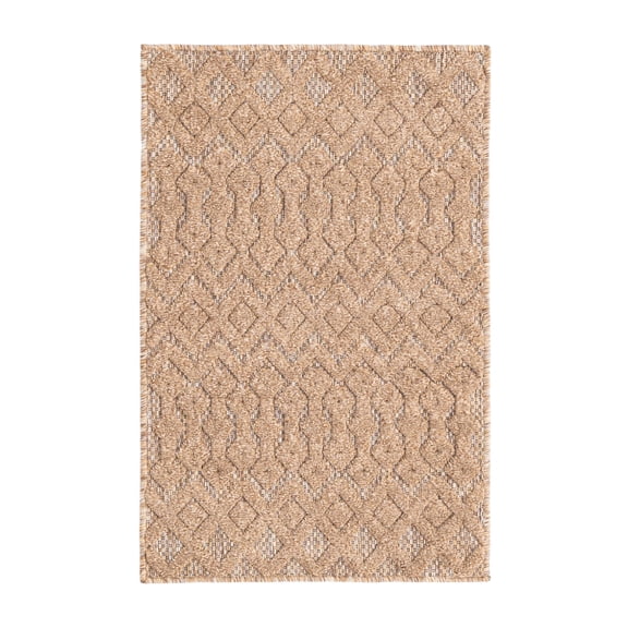 Unique Loom Outdoor Trellis Textured Collection Area Rug - Osage (2' x 3' Rectangle Beige)
