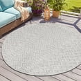 thumbnail image 1 of Unique Loom Outdoor Trellis Textured Collection Area Rug - Osage (4' Round Grey/Gray), 1 of 7