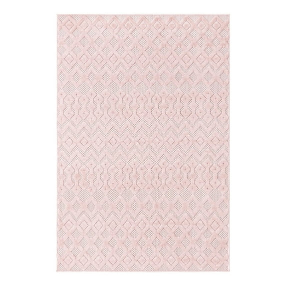Unique Loom Outdoor Trellis Textured Collection Area Rug - Osage (4' x 6' Rectangle Pink)