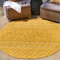 thumbnail image 1 of Unique Loom Outdoor Trellis Textured Collection Area Rug - Osage (5' 3" Round Yellow), 1 of 7