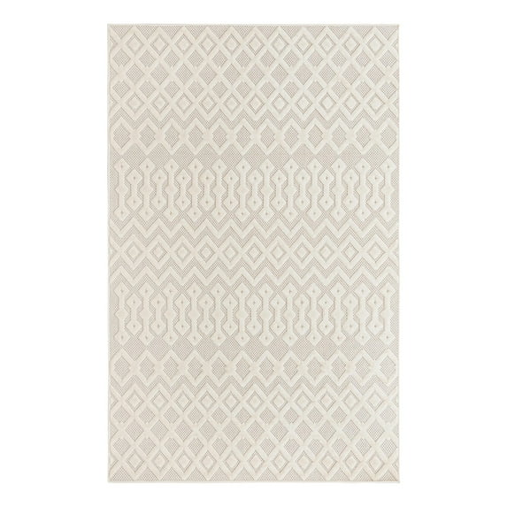 Unique Loom Outdoor Trellis Textured Collection Area Rug - Osage (5' 3" x 8' Rectangle Ivory)