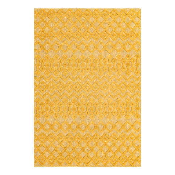 Unique Loom Outdoor Trellis Textured Collection Area Rug - Osage (6' x 9' Rectangle Yellow)