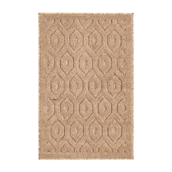Unique Loom Outdoor Trellis Textured Collection Area Rug - Spatial (2' x 3' Rectangle Beige)