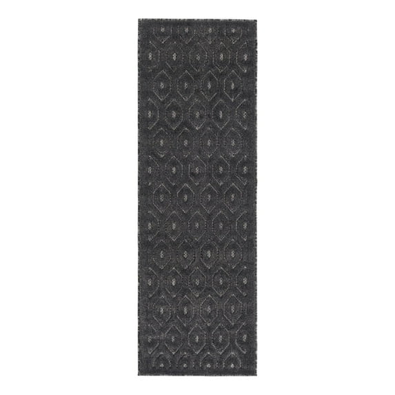 Unique Loom Outdoor Trellis Textured Collection Area Rug - Spatial (2' x 6' Runner Charcoal/Ivory)