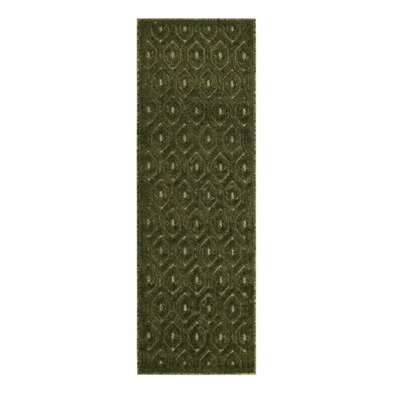 Unique Loom Outdoor Trellis Textured Collection Area Rug - Spatial (2' x 6' Runner Green)