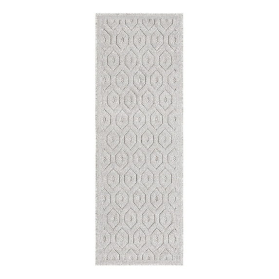 Unique Loom Outdoor Trellis Textured Collection Area Rug - Spatial (2' x 6' Runner Grey/Gray)