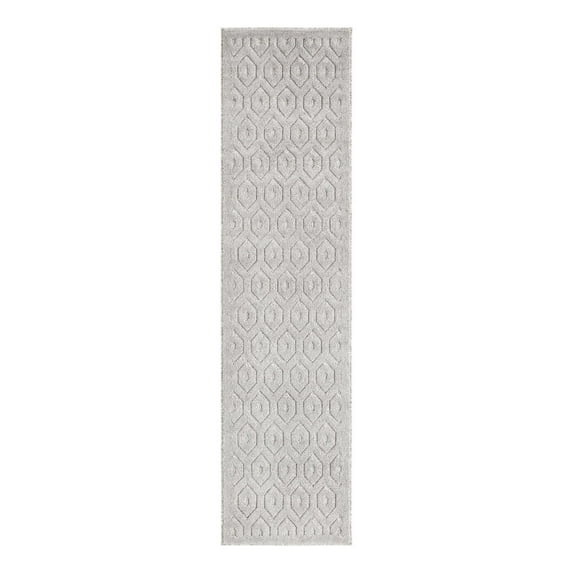 Unique Loom Outdoor Trellis Textured Collection Area Rug - Spatial (2' x 8' Runner Grey/Gray)