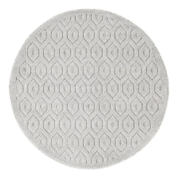Unique Loom Outdoor Trellis Textured Collection Area Rug - Spatial (4' Round Grey/Gray)