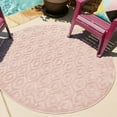 thumbnail image 1 of Unique Loom Outdoor Trellis Textured Collection Area Rug - Spatial (4' Round Pink), 1 of 7