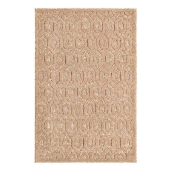 Unique Loom Outdoor Trellis Textured Collection Area Rug - Spatial (4' x 6' Rectangle Beige)