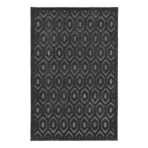 Unique Loom Outdoor Trellis Textured Collection Area Rug - Spatial (4' x 6' Rectangle Charcoal/Ivory)