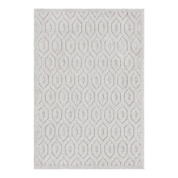 Unique Loom Outdoor Trellis Textured Collection Area Rug - Spatial (4' x 6' Rectangle Grey/Gray)
