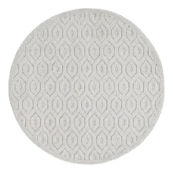 Unique Loom Outdoor Trellis Textured Collection Area Rug - Spatial (5' 3" Round Grey/Gray)