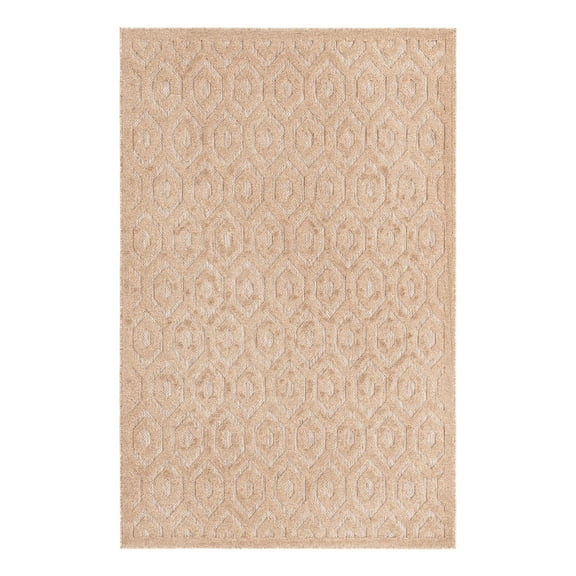 Unique Loom Outdoor Trellis Textured Collection Area Rug - Spatial (5' 3" x 8' Rectangle Beige)