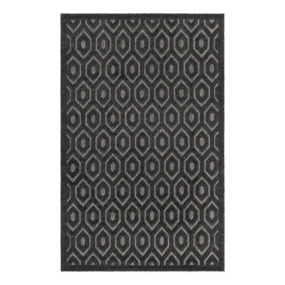 Unique Loom Outdoor Trellis Textured Collection Area Rug - Spatial (5' 3" x 8' Rectangle Charcoal/Ivory)