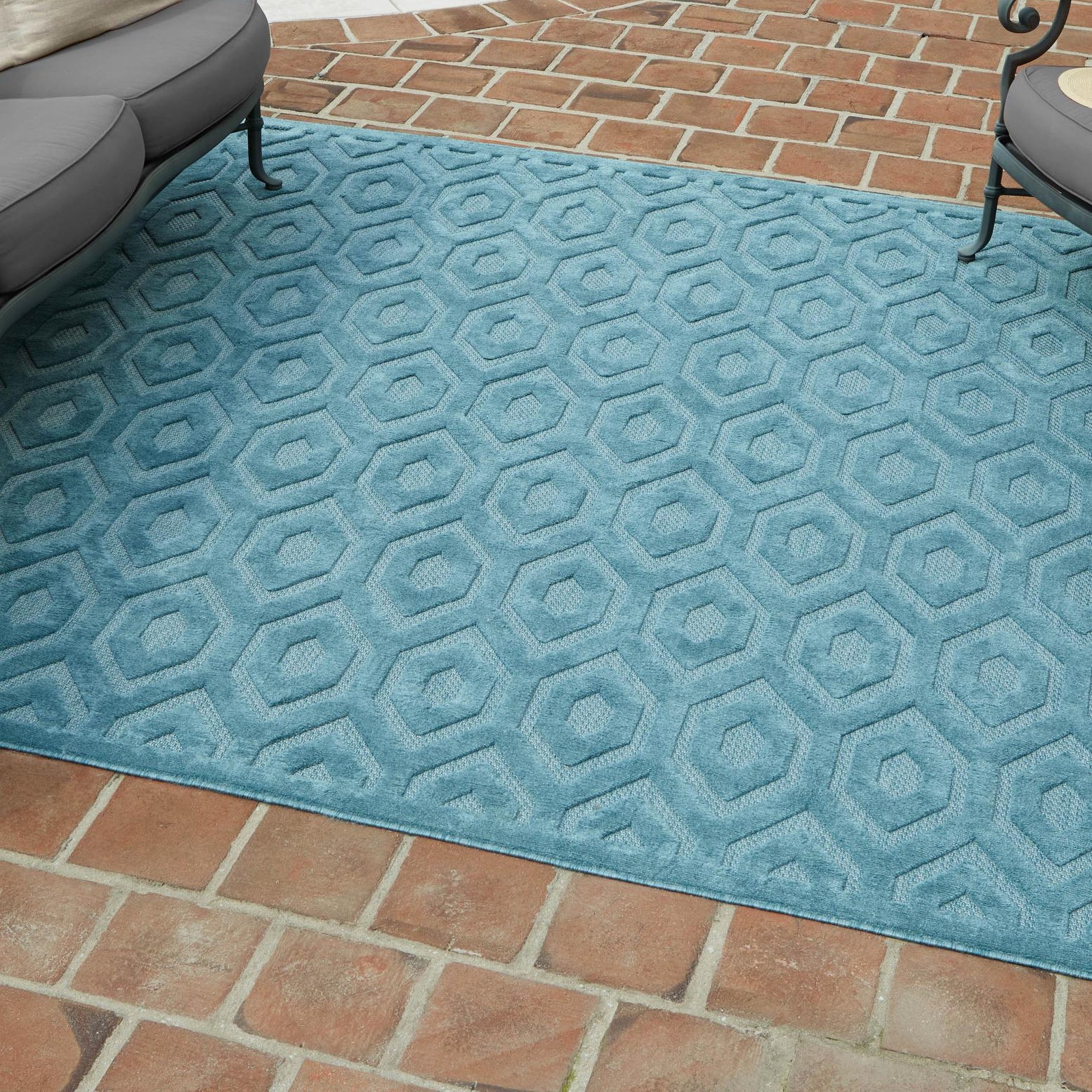 Textued Rugs Unique Loom Outdoor Trellis Textured Collection Area Rug - Spatial (7 ...