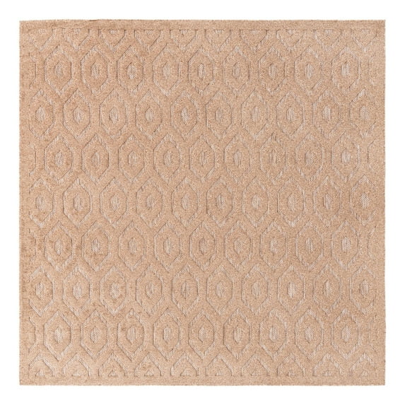 Unique Loom Outdoor Trellis Textured Collection Area Rug - Spatial (7' 10" Square Beige)