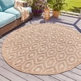 thumbnail image 1 of Unique Loom Outdoor Trellis Textured Collection Area Rug - Spatial (7' Round Beige), 1 of 7