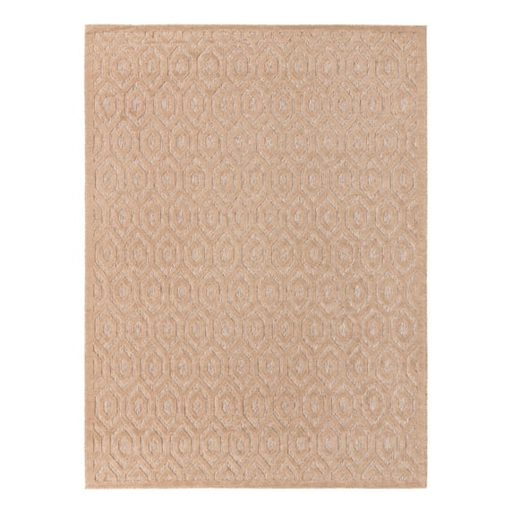 Unique Loom Outdoor Trellis Textured Collection Area Rug - Spatial (9' x 12' Rectangle Beige)