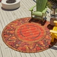 thumbnail image 1 of Unique Loom Outdoor Tribal Collection Area Rug - Quepos (5' 1" Round Multi/Black), 1 of 7