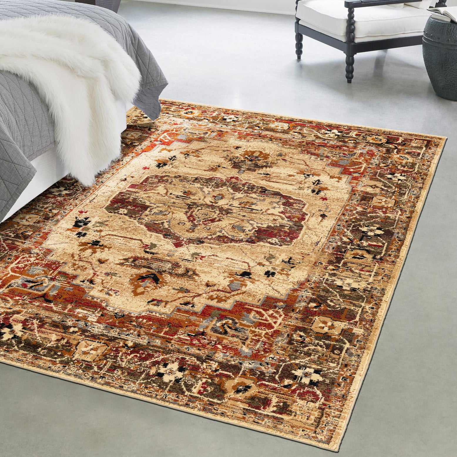 Ivory and Beige Braided Synthetic 9' x 12' Rectangular Rug