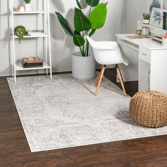 Unique Loom Oxford Collection Area Rug - Bodleian (5' 3" x 8' Rectangle Ivory/Gray)