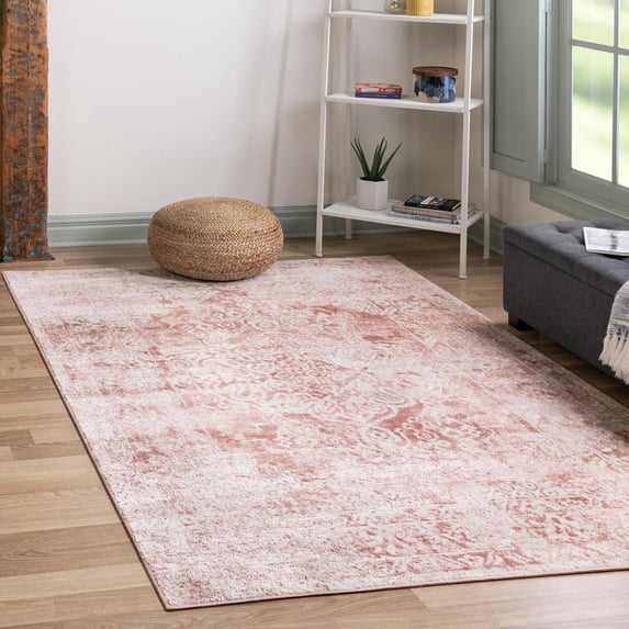 Unique Loom Oxford Collection Area Rug - Bodleian (6' 1" x 9' Rectangle Pink/Ivory)