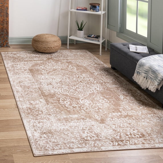 Unique Loom Oxford Collection Area Rug - Bodleian (8' x 10' Rectangle Beige/Ivory)