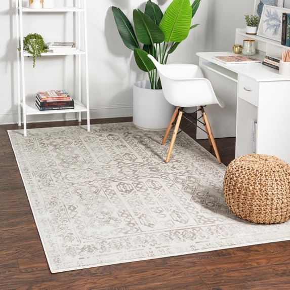 Unique Loom Oxford Collection Area Rug - Magdelan (10' x 14' Rectangle Cream/Ivory)