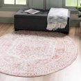 thumbnail image 1 of Unique Loom Oxford Collection Area Rug - Sheldonian (7' Round Pink/Ivory), 1 of 7