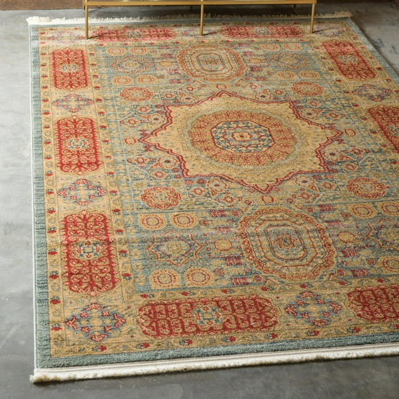 Unique Loom Palace Collection Area Rug - Amber (3' 1" x 5' 3" Rectangle Light Blue/Light Brown)