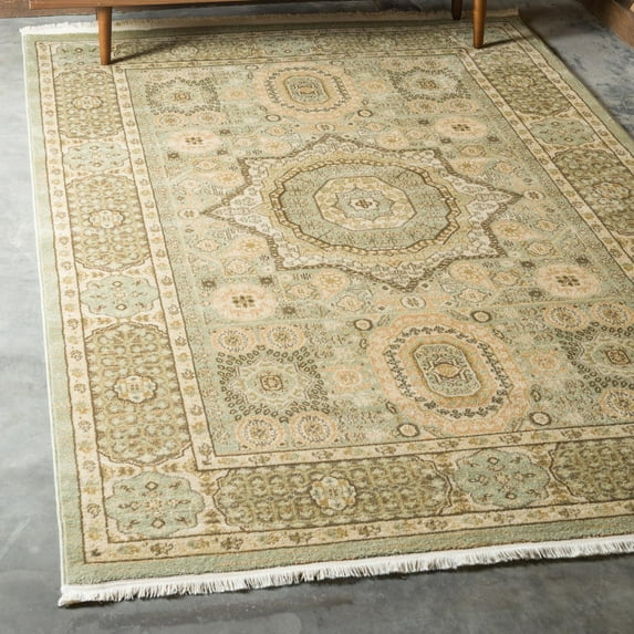Unique Loom Palace Collection Area Rug - Amber (6' 1" x 9' Rectangle Light Green/Cream)