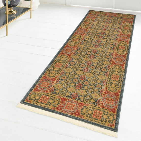 Unique Loom Palace Collection Area Rug - Jefferson (2' x 6' 1" Runner Navy Blue/Red)