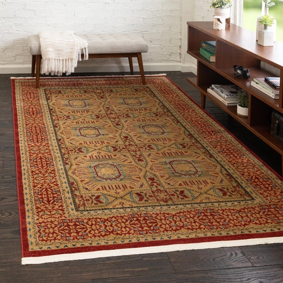 Unique Loom Palace Collection Area Rug - Lincoln (3' 3" x 5' 3" Rectangle Red/Navy Blue)