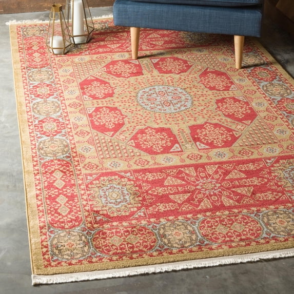 Unique Loom Palace Collection Area Rug - Monroe (3' 3" x 5' 3" Rectangle Red/Light Blue)