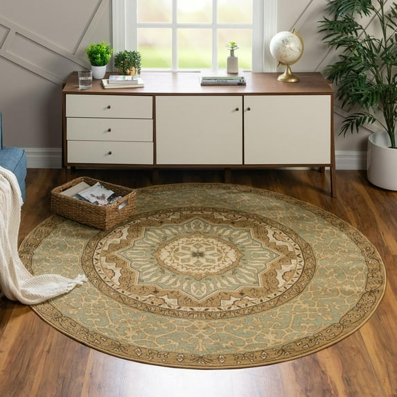 Unique Loom Palace Collection Area Rug - Saray (8' Round Cream/Light Brown)