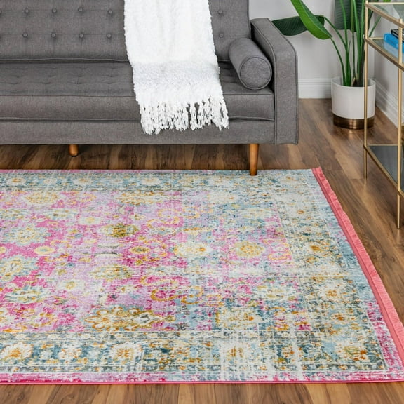 Unique Loom Paragon Collection Area Rug - Artemis (10' x 14' Rectangle Pink/Ivory)