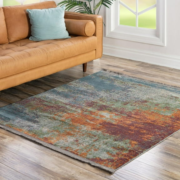 Unique Loom Paragon Collection Area Rug - Gurney (8' 2" Square Multi/Blue)
