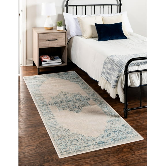 Unique Loom Paris Collection Area Rug - Fremont (2' 7" x 10' Runner Beige/Blue)