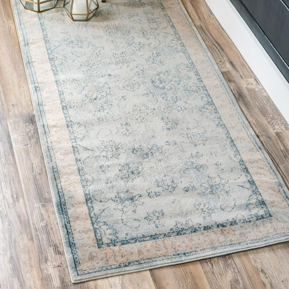 Unique Loom Paris Collection Area Rug - Hickory (2' 7" x 10' Runner Light Blue/Beige)