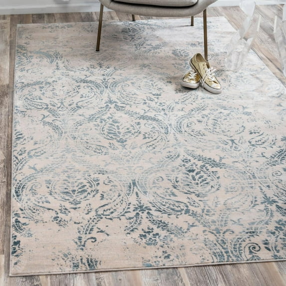 Unique Loom Paris Collection Area Rug - Oak (4' 1" x 6' 1" Rectangle Blue/Beige)