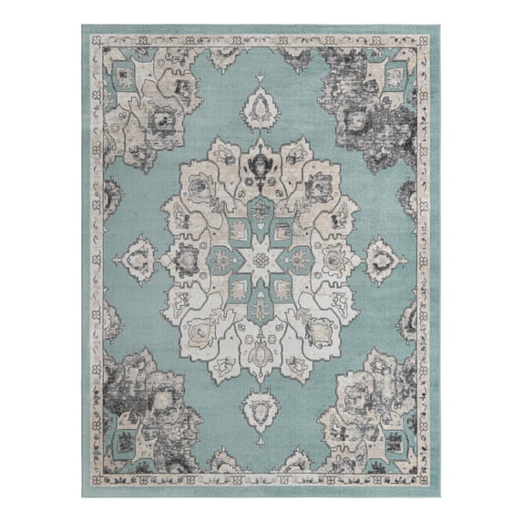 Unique Loom Parker Collection Area Rug - Kokulu (10' x 13' Rectangle Aqua/Beige)