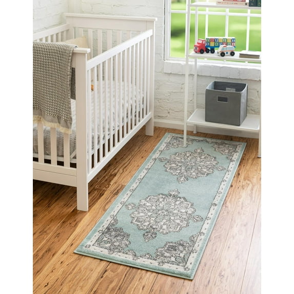 Unique Loom Parker Collection Area Rug - Kokulu (2' x 8' Runner Aqua/Beige)