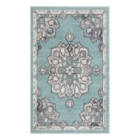 Unique Loom Parker Collection Area Rug - Kokulu (3' 3" x 5' 3" Rectangle Aqua/Beige)