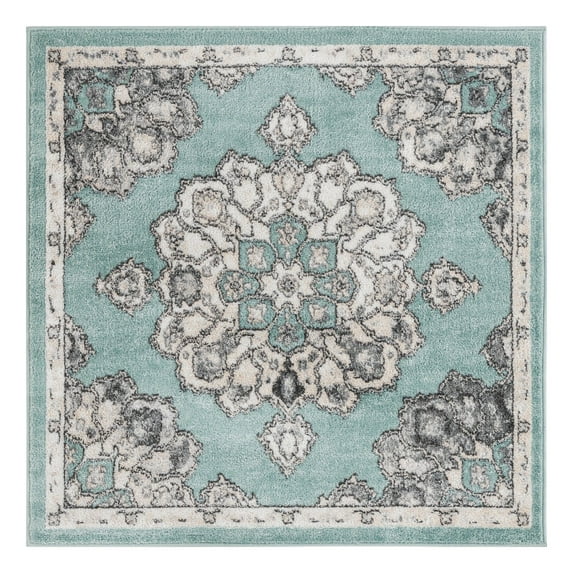 Unique Loom Parker Collection Area Rug - Kokulu (4' Square Aqua/Beige)